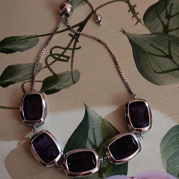 JTV African Amethyst Silver Bolo Bracelet - Picture 3 of 6